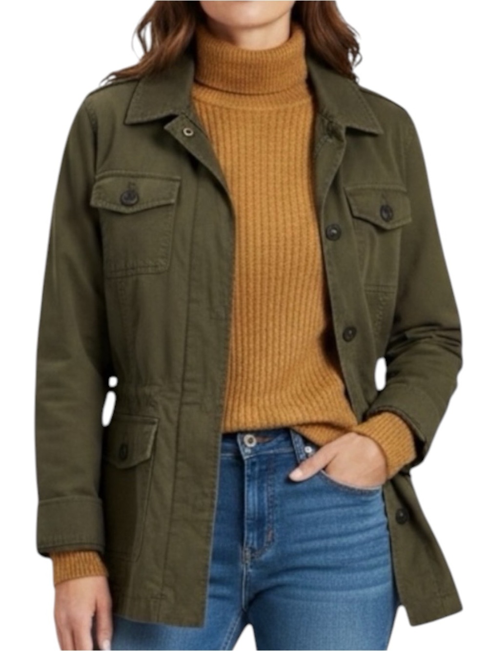 TALBOTS Lightweight Field / Utility Jacket in Deep Olive Green Size 4P (PETITE) - Picture 9 of 11